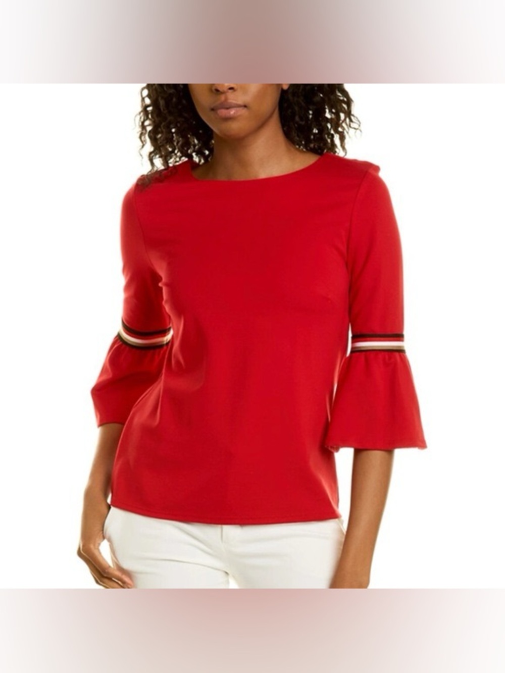 Jude Connally Preppy Red Bell Sleeve Top Small Made in USA
